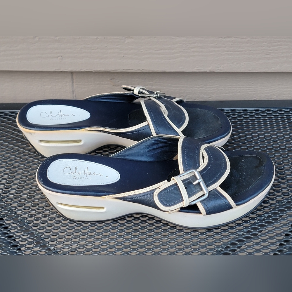 Cole Haan Women's Slingback Sandals Size 7 Blue Wedge Nike Air